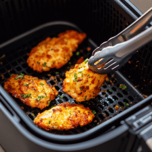 Reheating chicken tenders in air fryer during cooking process