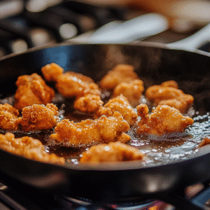 instant pot frying chicken in skillet until golden and crispy