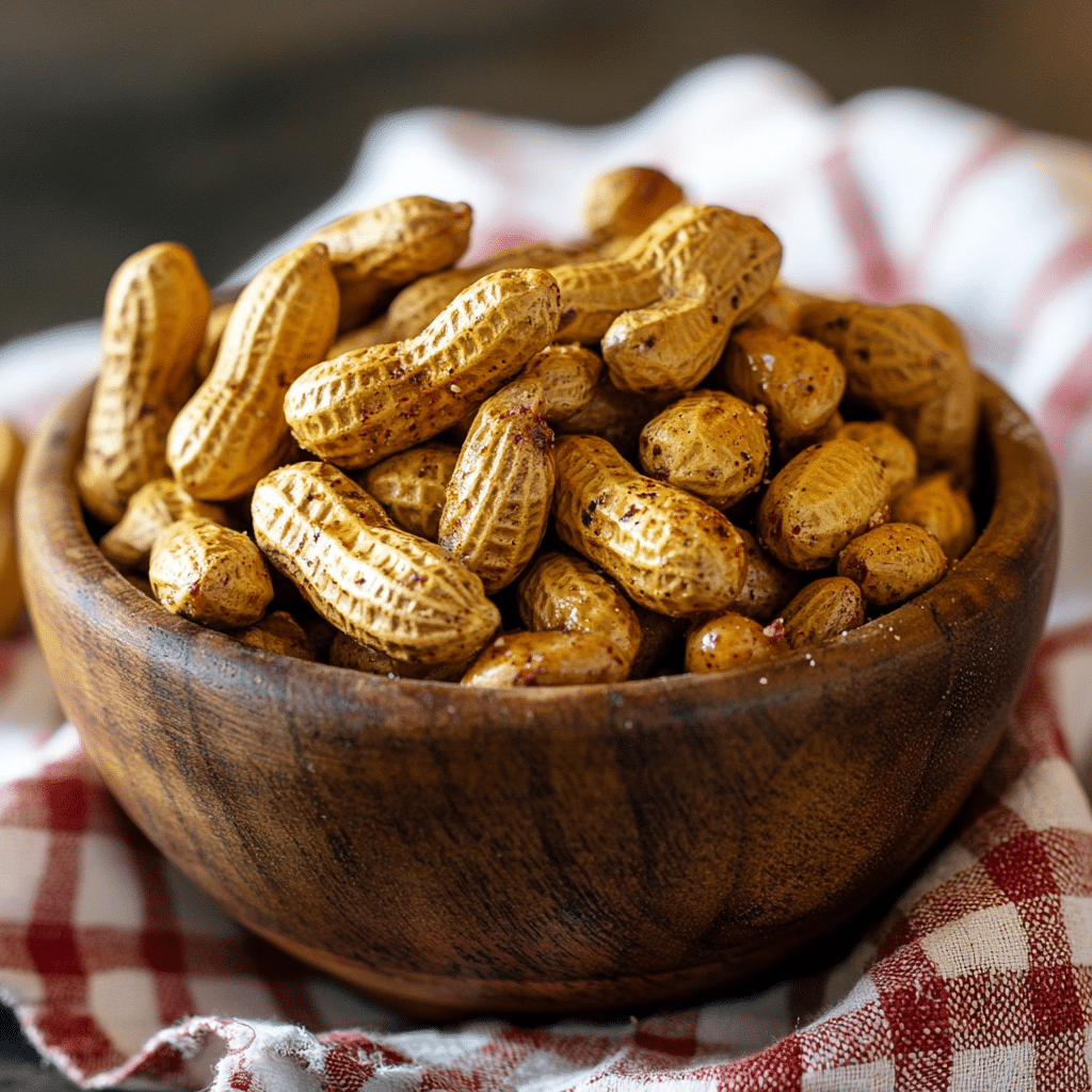 Boiled peanuts in Instant Pot close-up in white bowl
