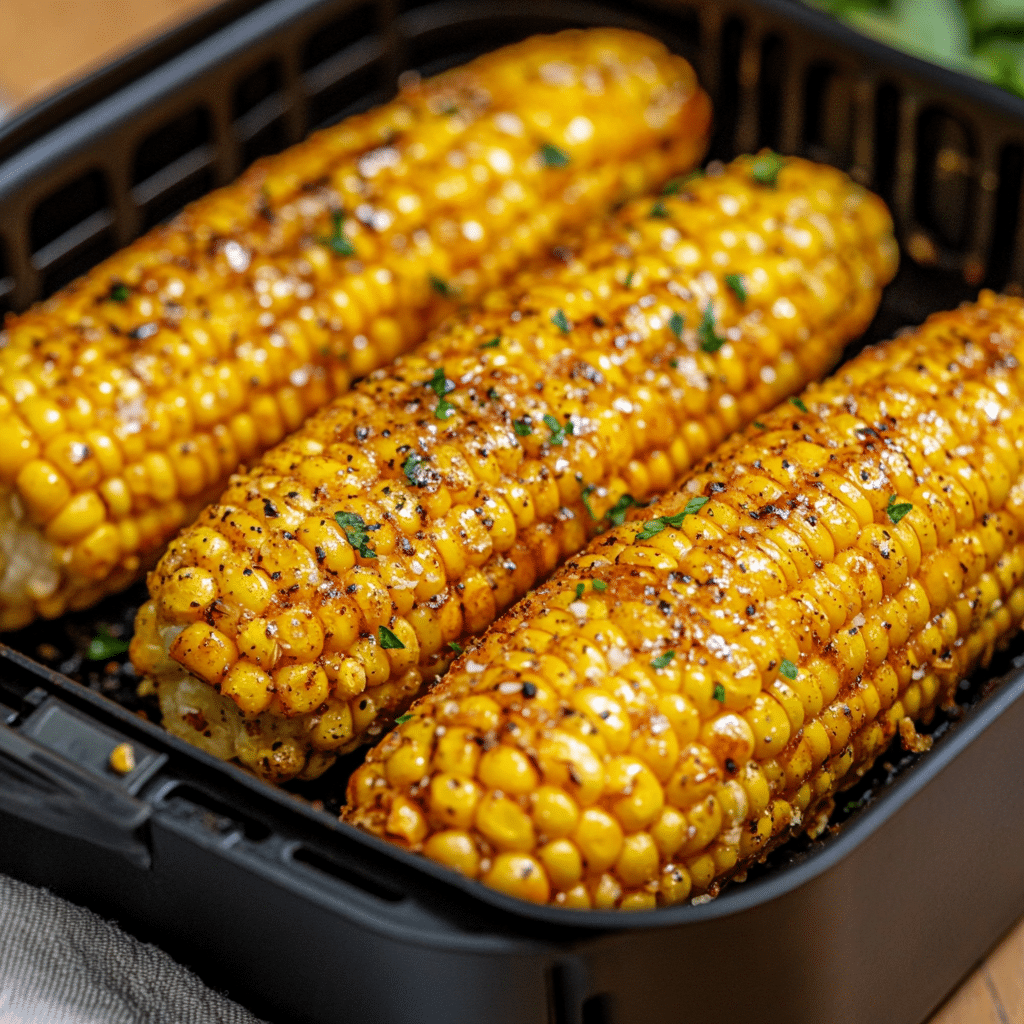 corn on the cob fresh from air fryer basket