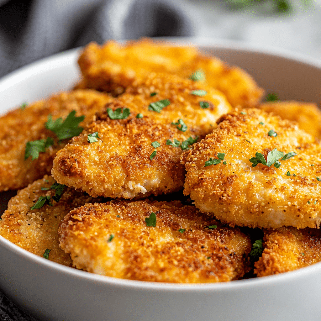 chicken cutlet air fryer recipe with crispy golden crust served fresh on a plate