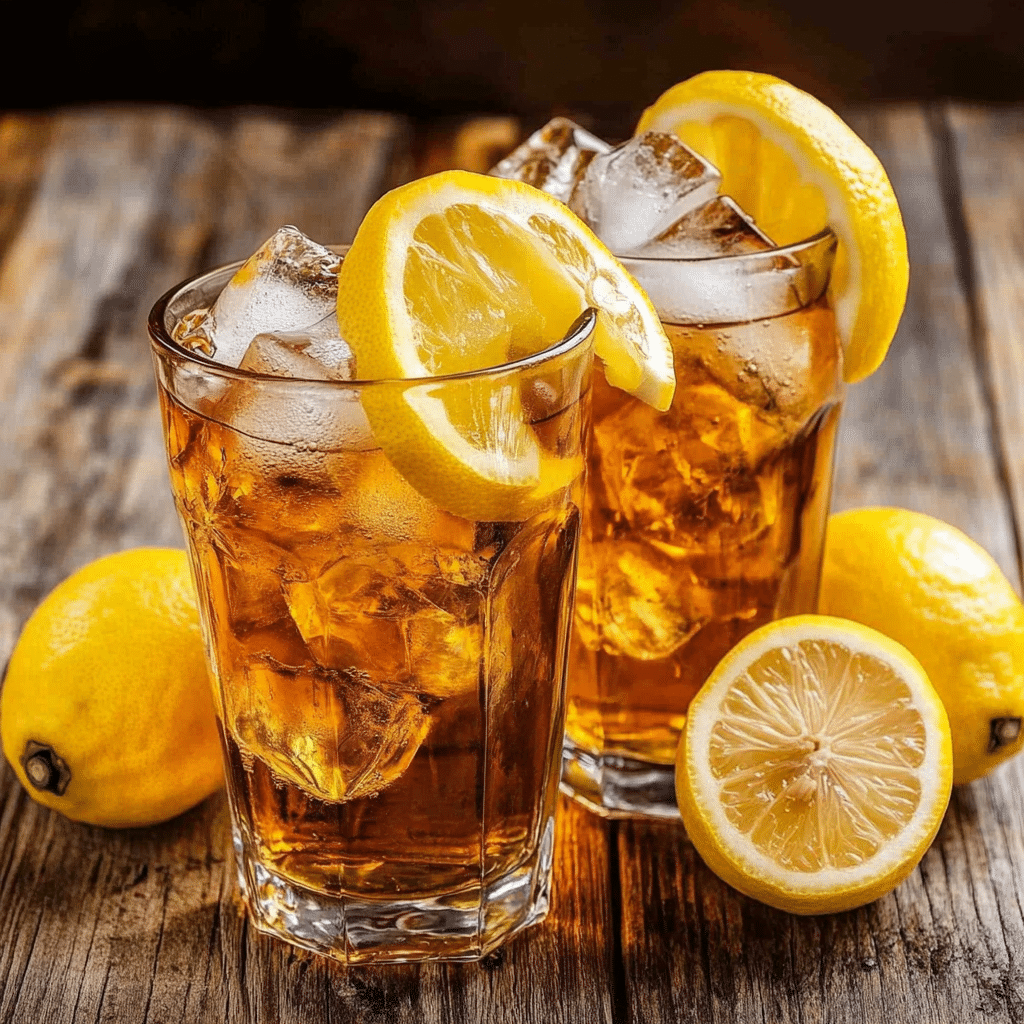 iced tea instant pot with lemon on rustic table