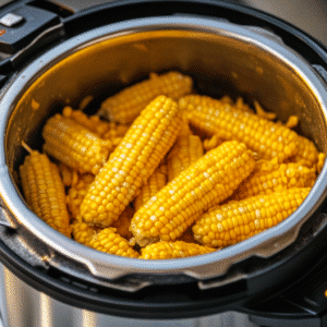 Corn in Instant Pot time shown mid-cook