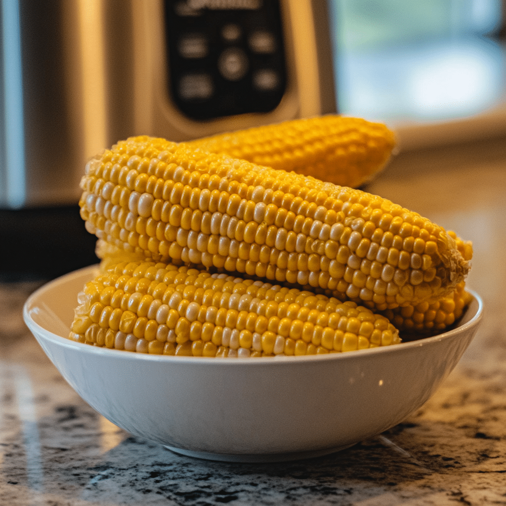 Served corn in Instant Pot time close-up