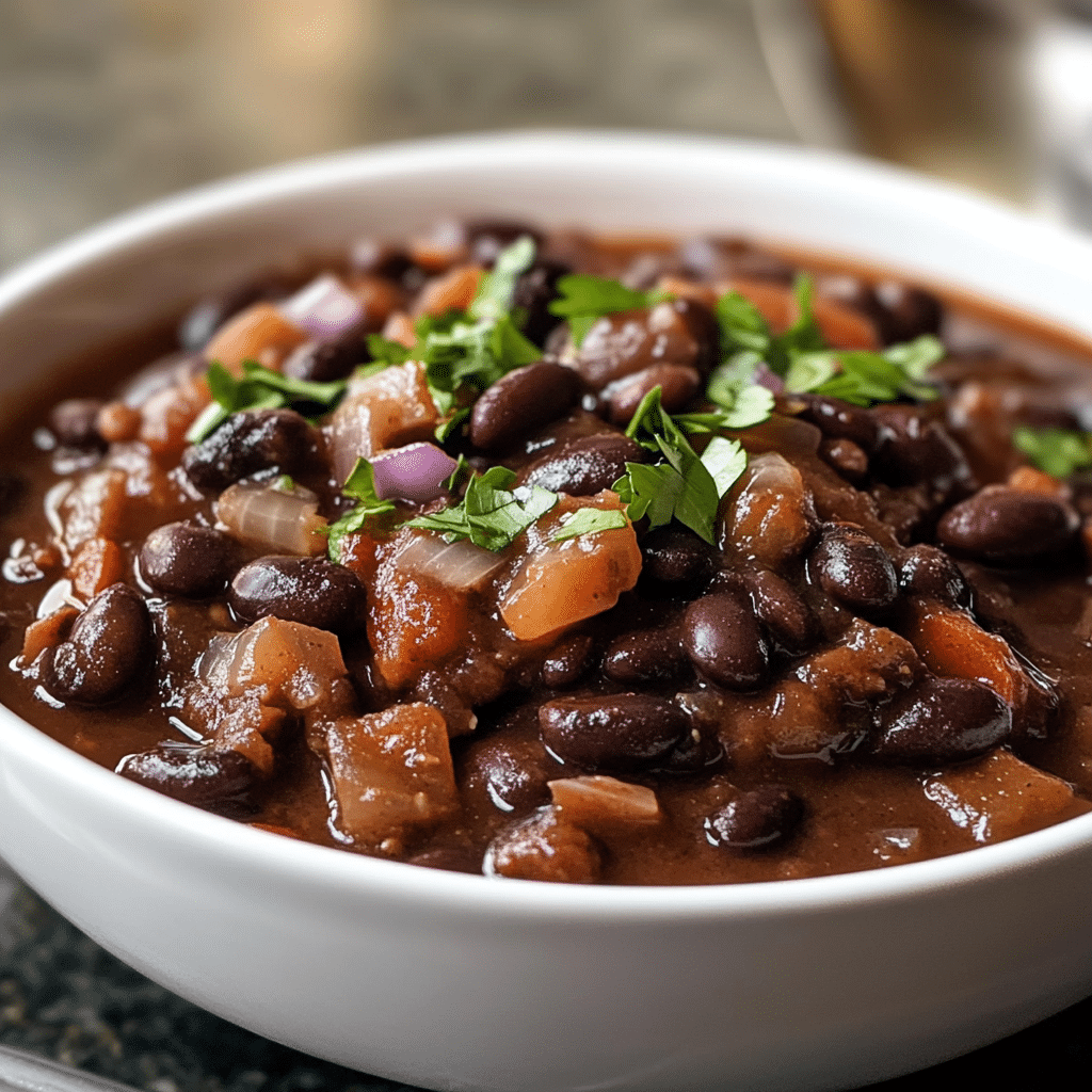 Slow cooker black beans in a white bowl